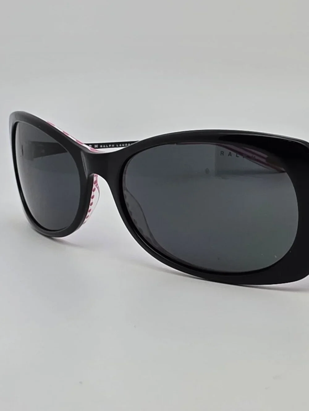 Ralph Lauren RA5158 1092/87 Black on Pink Frame Grey Lens Cat Eye Sunglasses